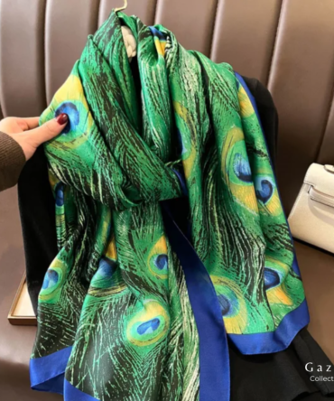 Peacock Pride Silk Scarf – Luxury Women’s Collection