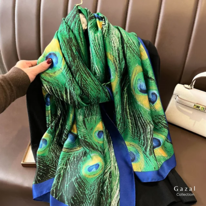 Peacock Pride Silk Scarf – Luxury Women’s Collection