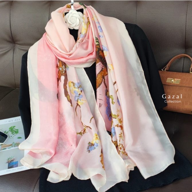 Sakura Bloom Pink Silk Scarf – Luxury Women’s Collection